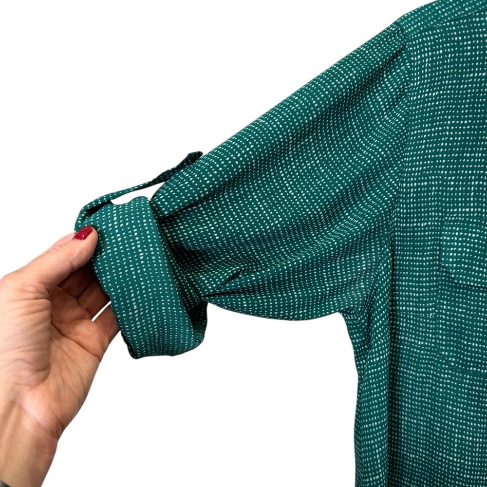 Cabi Women’s Green and White Print Midi Shirt Dress sz L - Picture 4 of 11